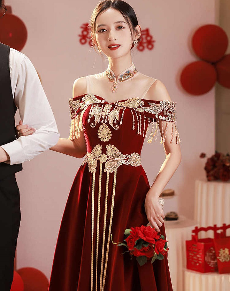 Luxury Lifestyle For Women - Vestido Cheongsam Estilo Chinês para Noivas,